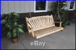 Classic Outdoor 4 Foot Fanback Porch Swing Unfinished Pine 4 ft Outdoor Swing