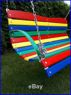Colourful Wood Swing in Garden High Quality Outdoor Wood Bench Chair