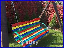 Colourful Wood Swing in Garden High Quality Outdoor Wood Bench Chair