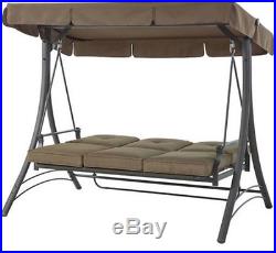 Comfy Patio Deck Swing Chair Canopy 3 Person Padded Love Seat Back Yard Day Bed