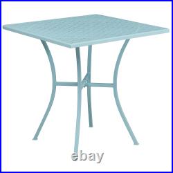 Commercial Grade 28 Square Metal Garden Patio Table Set with 4 Square Back Chairs