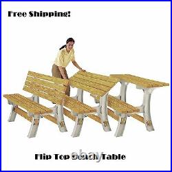 Convertible Picnic Table Outdoor Bench Frame FlipTop Camping Patio BBQ Plastic