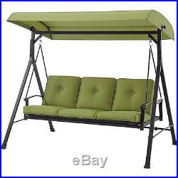 Convertible Swing With Canopy 3 Person Padded Seats Green Porch Patio Backyard