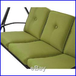 Convertible Swing With Canopy 3 Person Padded Seats Green Porch Patio Backyard