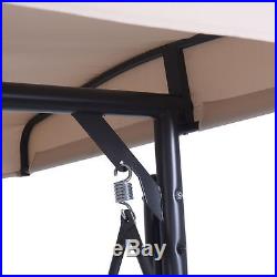 Converting Outdoor Swing Canopy Hammock 3 Seats Patio Deck Furniture Beige