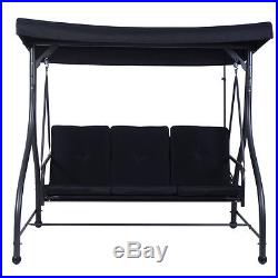 Converting Outdoor Swing Canopy Hammock 3 Seats Patio Deck Furniture Black