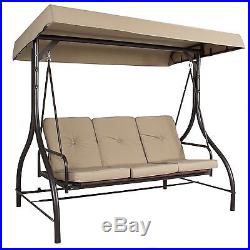 Converting Outdoor Swing Canopy Hammock Seats 3 Patio Deck Porch Furniture Tan