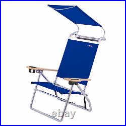 Copa Big Tycoon Aluminum 4 Position Folding Lounge Chair with Canopy, Blue