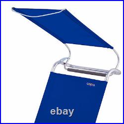 Copa Big Tycoon Aluminum 4 Position Folding Lounge Chair with Canopy, Blue