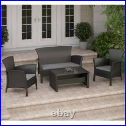 CorLiving Cascade 4 Pc Patio Set in Black Rope Weave