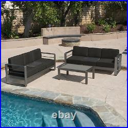 Coral Bay Outdoor Gray Aluminum 3 Piece Sofa Set with Dark Gray Water Resistant