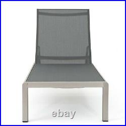 Coral Bay Outdoor Modern Silver Aluminum Chaise Lounge with Dark Gray Mesh Seating