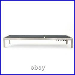 Coral Bay Outdoor Modern Silver Aluminum Chaise Lounge with Dark Gray Mesh Seating