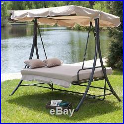 Coral Coast Lazy Caye 3 Person All-Weather Swing Bed with Toss Pillows