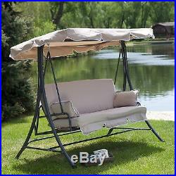 Coral Coast Lazy Caye 3 Person All-Weather Swing Bed with Toss Pillows