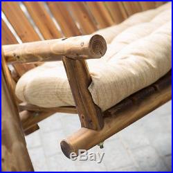 Coral Coast Rustic Oak Log Curved Back Porch Swing and A-Frame Set