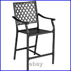 Costway 4PCS Patio Bar Stool Counter Height Cushioned Chair Armrest Garden Deck