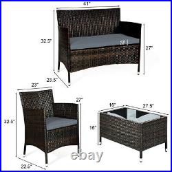 Costway 8PCS Rattan Patio Furniture Set Cushioned Sofa Chair Coffee Table Grey