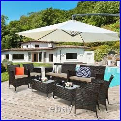 Costway 8PCS Rattan Patio Furniture Set Cushioned Sofa Outdoor Coffee Table