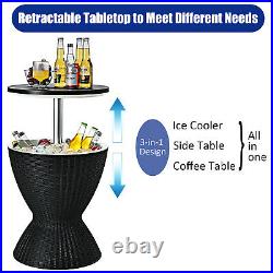 Costway 8 Gallon 3 in 1 Patio Rattan Cooler Bar Table Ice Bucket Adjust Black