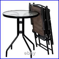 Costway Bistro Set 23.5x27.5 3-Piece Metal Round Outdoor Folding Chairs+Table