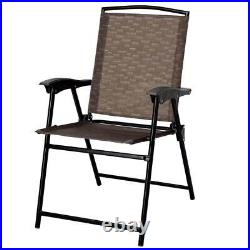 Costway Bistro Set 23.5x27.5 3-Piece Metal Round Outdoor Folding Chairs+Table