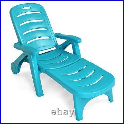 Costway Folding Chaise Lounge Chair 5-Position Adjustable Recliner Turquoise