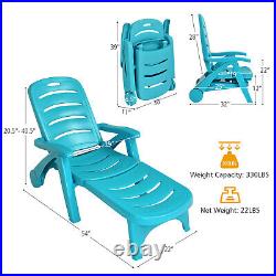Costway Folding Chaise Lounge Chair 5-Position Adjustable Recliner Turquoise