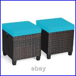 Costway Outdoor Ottomans 18Hx16Wx16D Uv/Water Resistant Bullnose Turquoise