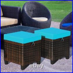 Costway Outdoor Ottomans 18Hx16Wx16D Uv/Water Resistant Bullnose Turquoise