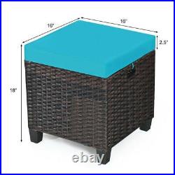 Costway Outdoor Ottomans 18Hx16Wx16D Uv/Water Resistant Bullnose Turquoise