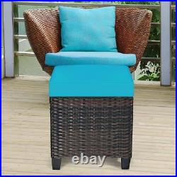 Costway Outdoor Ottomans 18Hx16Wx16D Uv/Water Resistant Bullnose Turquoise