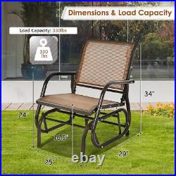 Costway Outdoor Single Swing Glider 34 H, 1-Person, Steel Frame Material, Brown