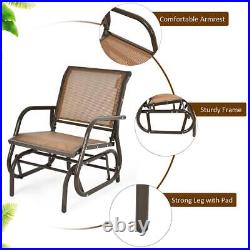 Costway Outdoor Single Swing Glider 34 H, 1-Person, Steel Frame Material, Brown