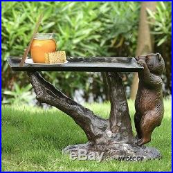 Curious Bear Cub Accent Side End Table Rustic Cabin Lodge Wildlife Sculpture