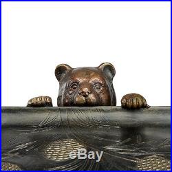 Curious Bear Cub Accent Side End Table Rustic Cabin Lodge Wildlife Sculpture