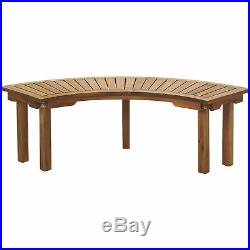 Curved Acacia Wood Backless Outdoor Firepit Garden Home Bench Seat- Natural