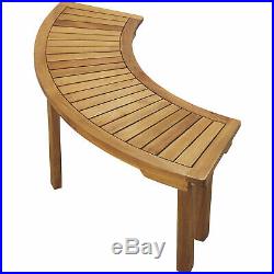 Curved Acacia Wood Backless Outdoor Firepit Garden Home Bench Seat- Natural