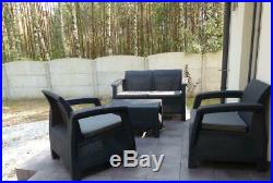Curver Rattan Garden Furniture Set Corner Sofa Table Outdoor Patio Conservatory