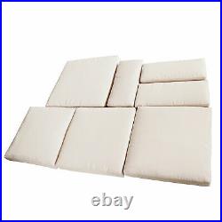 Cushion Cover Only 7 Pieces Replacement Set White Rattan Sofa Chair Furniture