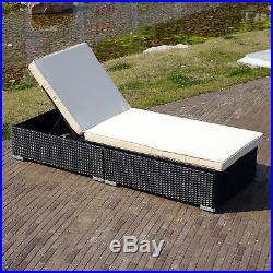Cushioned Chaise Lounge Set Outdoor Recliner Furniture Rattan Wicker Patio Pool