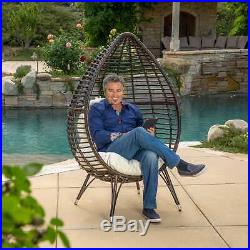 Cutter Teardrop Wicker Lounge Chair with Cushion by Christopher Knight Home