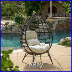 Cutter Teardrop Wicker Lounge Chair with Cushion by Christopher Knight Home