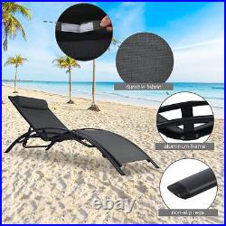 DC DiClasse 3PCS Patio Lounge Chairs Chaise Sun Reclining End Table Outdoor Pool