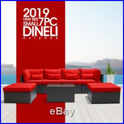 DINELI7pcSMALL Outdoor Patio Furniture Sectional Rattan Wicker Sofa Chair Set R