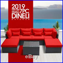 DINELI7pcSMALL Outdoor Patio Furniture Sectional Rattan Wicker Sofa Chair Set R