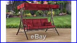 Daybed Swing Patio Outdoor Garden Porch Yard Furniture 3-Seat, Red