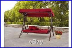 Daybed Swing Patio Outdoor Garden Porch Yard Furniture 3-Seat, Red