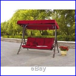Daybed Swing Red Patio Outdoor Garden Porch Yard Furniture 3-Seat