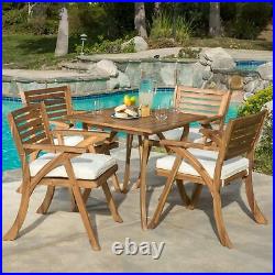 Deandra Outdoor 5-piece Wood Dining Set with Cushions